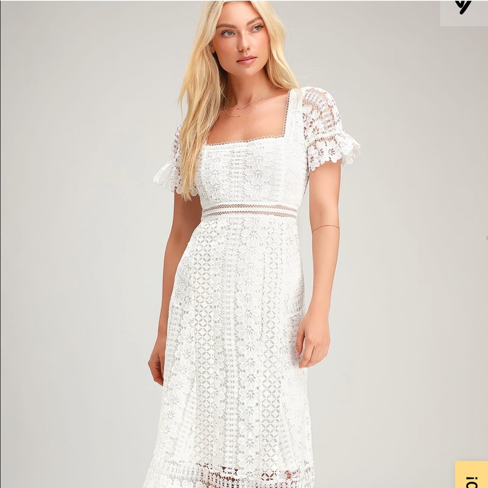 Lulus White Lace Midi Dress !